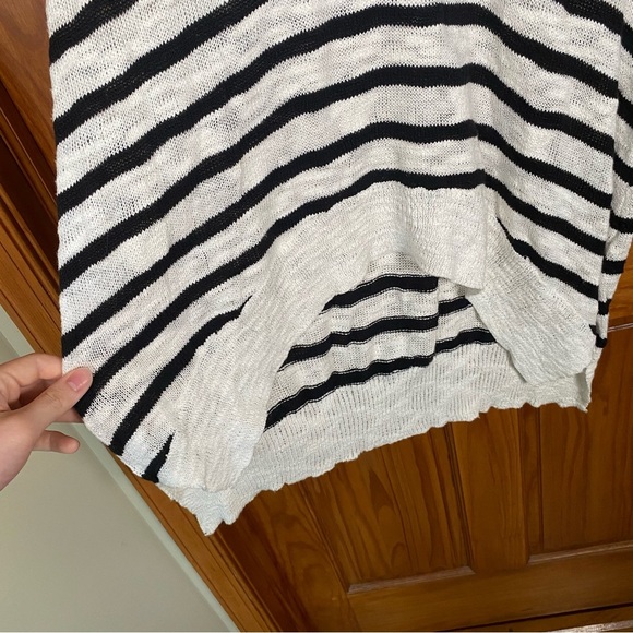 NWT American Rag Cie Black White Striped Long Sweater Tunic with Shoe Lace Neck - Picture 8 of 10